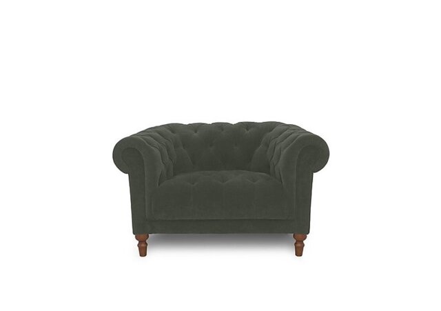 Columbus Fabric Armchair with Wooden Feet - Manhattan Pine