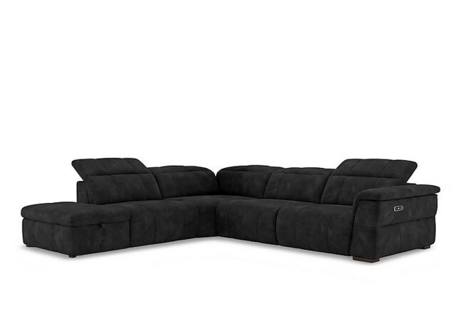 Inca Fabric Power Recliner Left Hand Facing Corner Sofa with Power Headrests and Storage Chaise End - Manhattan Indigo - Sofas and Armchairs