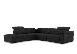 Inca Fabric Power Recliner Left Hand Facing Corner Sofa with Power Headrests and Storage Chaise End - Manhattan Indigo - Sofas and Armchairs