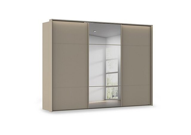 Rauch - Haven 310cm 3 Door Slider Wardrobe with 2 Décor Doors, 1 Mirror Door and Lights