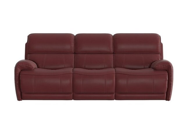 World of Leather - Link 3 Seater Leather Power Recliner Sofa with Power Headrests - BV Deep Red