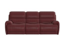 World of Leather - Link 3 Seater Leather Power Recliner Sofa with Power Headrests - BV Deep Red