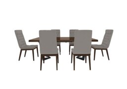Palazzo 200cm Extending Dining Table in Dark Walnut with 6 Capitonne Buttoned Chairs - Scarlet Silver