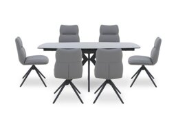 Quattro Extending Draw Leaf Table and 6 Swivel Dining Chairs