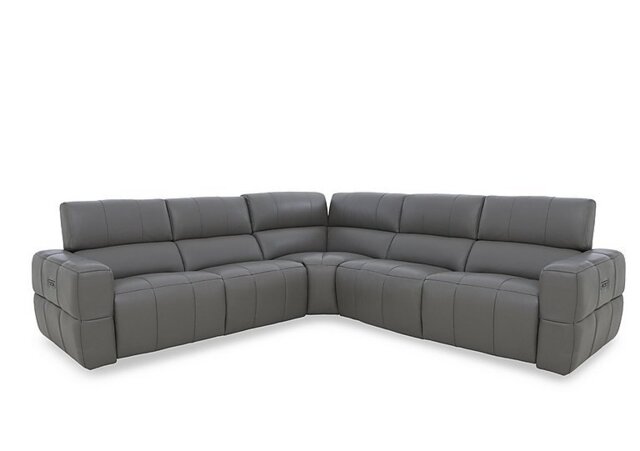 Cube Leather Large Power Recliner Corner Sofa with Power Headrests