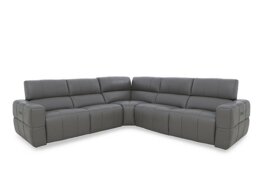 Cube Leather Large Power Recliner Corner Sofa with Power Headrests