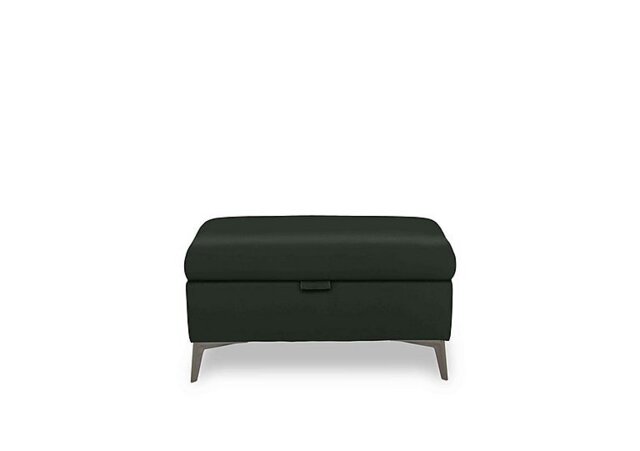 Ezra Leather Storage Footstool - Oslo Pine