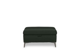 Ezra Leather Storage Footstool - Oslo Pine