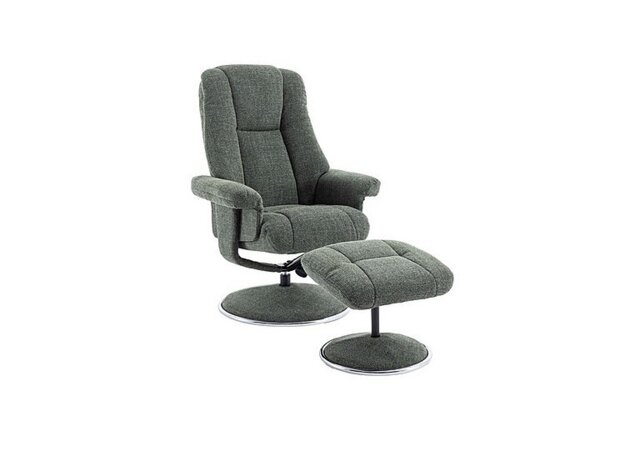 Troyes Fabric High-Back 360 Swivel Chair and Footstool - Chacha Fern