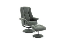Troyes Fabric High-Back 360 Swivel Chair and Footstool - Chacha Fern