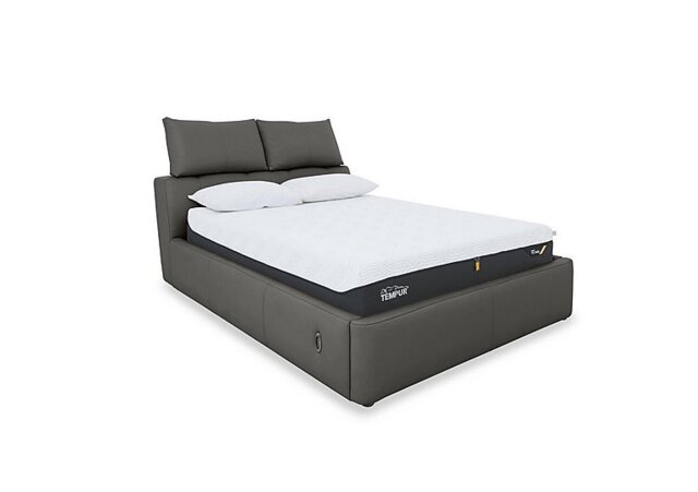 World of Leather - Tyrell NC Leather Electric Ottoman Bed Frame - King Size - Charcoal Grey