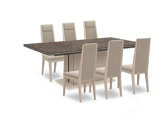 Lusso Large Extending Dining Table and 6 Panelled Fabric Chairs