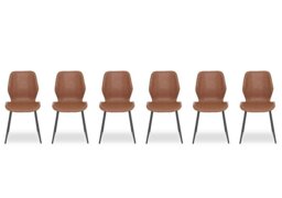 Pedro Set of 6 Faux Leather Ski Leg Dining Chairs