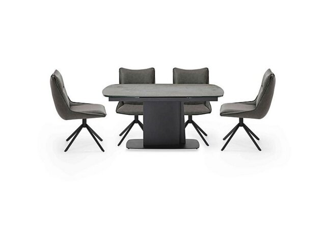 Catalina Small Extending Dining Table and 4 Swivel Chairs - Dark Grey