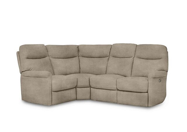 Compact Collection Lille Fabric Power Recliner Left Hand Facing Corner Sofa - R120 Light Khaki - Sofas and Armchairs