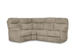 Compact Collection Lille Fabric Power Recliner Left Hand Facing Corner Sofa - R120 Light Khaki - Sofas and Armchairs