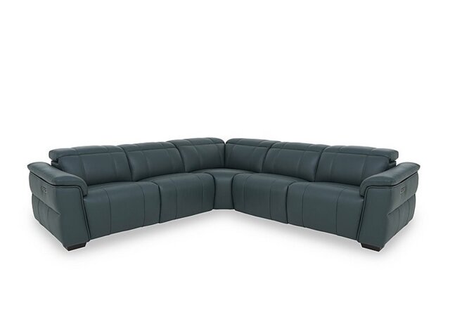 Inca NC Leather Large Power Recliner Corner Sofa with Power Headrests - Peacock