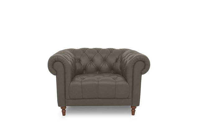 Columbus Leather Armchair with Wooden Feet