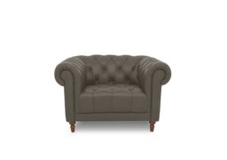 Columbus Leather Armchair with Wooden Feet
