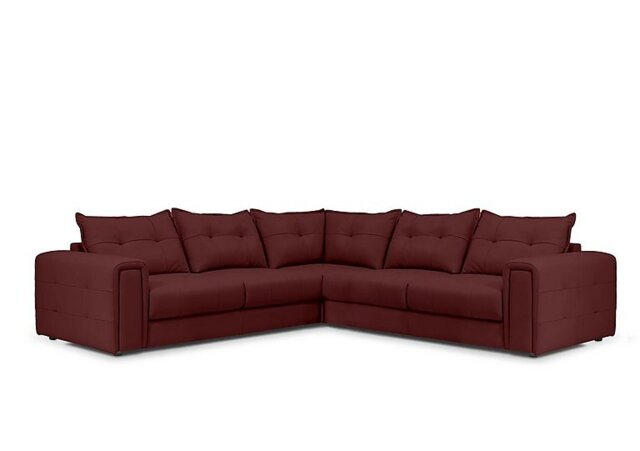 Goliath Large Leather Corner Sofa with Storage Drawers - Ruby