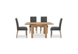 Furnitureland - Augusta Draw Leaf Extending Dining Table and 4 Cowboy Upholstered Chairs - Grey