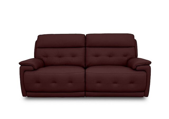 World of Leather - Brescia BV Leather 3 Seater Sofa with Power Recliner - BV Deep Red