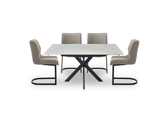 Clio Draw Leaf Extending Dining Table and 4 Cupra Chairs - Taupe