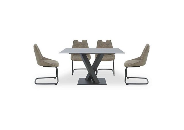 Warrior Grey Compact Fixed Dining Table with 4 Cantilever Chairs - Grey