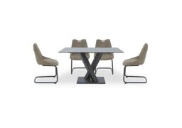 Warrior Grey Compact Fixed Dining Table with 4 Cantilever Chairs - Grey