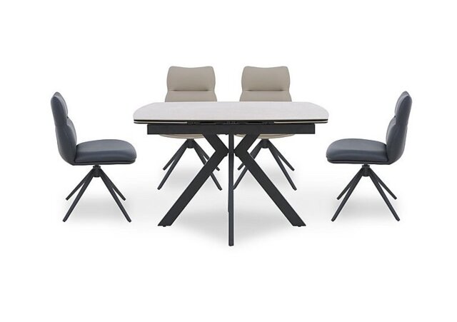 Quattro Extending Draw Leaf Table and 4 Swivel Dining Chairs - Taupe