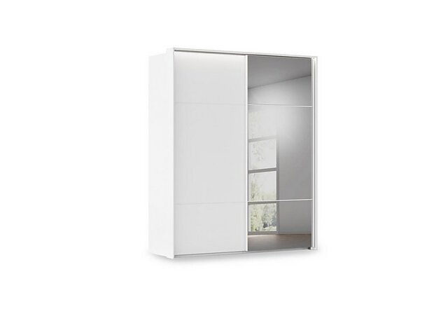Rauch - Haven 190cm 2 Door Slider Wardrobe with 1 Décor Door, 1 Mirror Door and Lights - Alpine White