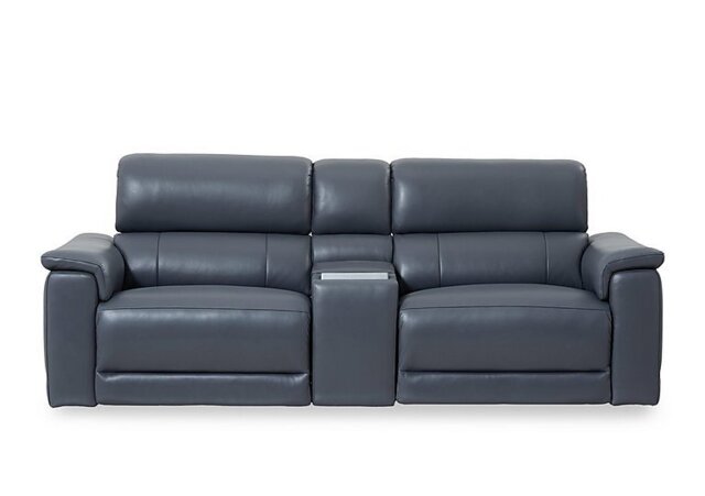Genius Leather 3 Seater Power Recliner Media Sofa with Power Headrests, Power Lumbar and Heated Seats - Lavender - Sofas and Armchairs - In Time for Christmas