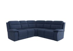 Moreno Fabric Manual Recliner Corner Sofa - Blue