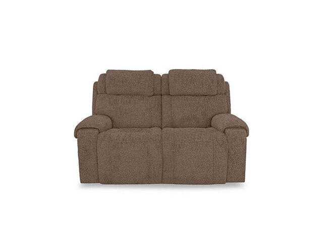Hollywood Fabric 2 Seater Power Battery Recliner Sofa with Power Headrests, Bluetooth Speakers and Storage Arms - Hazelnut
