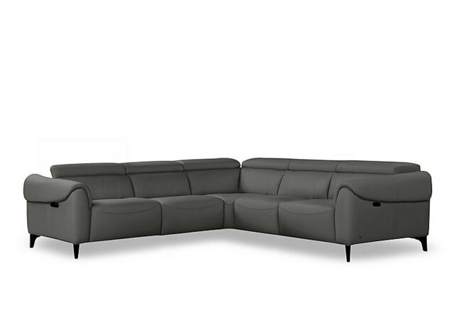 Nicoletti - Nicole Large Leather Power Recliner Corner Sofa with Power Headrests and Power Lumbar - Botero Grigio