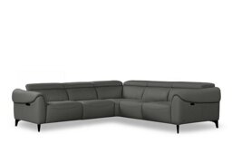Nicoletti - Nicole Large Leather Power Recliner Corner Sofa with Power Headrests and Power Lumbar - Botero Grigio
