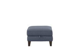 Ideal Home - Brondby Leather Storage Footstool - BV Ocean Blue