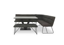 Ruben Dining Table with a Faux Suede Right Hand Facing Corner Bench and Standard Bench