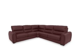 World of Leather - Flex NC Leather Large Left Hand Facing Corner Sofa Bed with Storage Arm - NC Deep Red