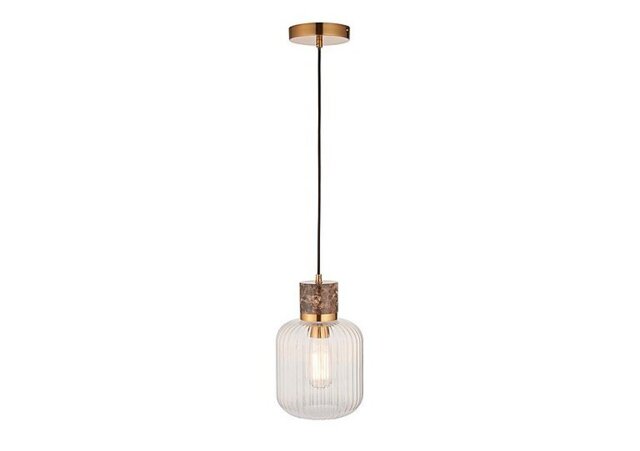 Travi 1 Light Ribbed Ceiling Pendant - Dark Brown