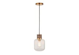 Travi 1 Light Ribbed Ceiling Pendant - Dark Brown