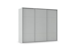 Rauch - Haven 280cm 3 Door Slider Wardrobe with Décor Doors - Silk Grey/Silk Grey Front