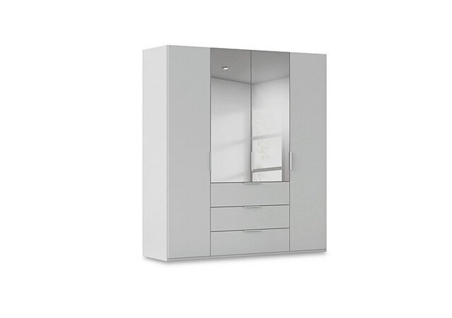Rauch - Haven 201cm 4 Door Combi Décor Wardrobe with 2 Décor Doors and 2 Mirror Doors - Silk Grey/Silk Grey Front