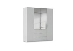 Rauch - Haven 201cm 4 Door Combi Décor Wardrobe with 2 Décor Doors and 2 Mirror Doors - Silk Grey/Silk Grey Front
