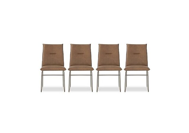 Connubia - Maya Set of 4 Lava Metal Leg Dining Chairs - Tobacco
