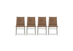 Connubia - Maya Set of 4 Lava Metal Leg Dining Chairs - Tobacco