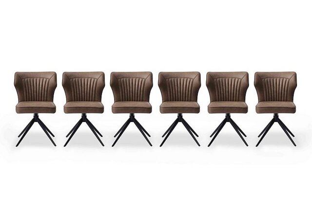 Aydin Set of 6 Swivel Dining Chairs - Light Brown