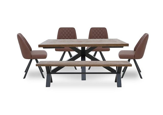 Jupiter Dining Table with Star Base, Bench and 4 Swivel Chairs
