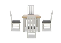 Lewis Small Draw Leaf Extending Dining Table and 4 Wooden Slatted Back Chairs - Anthracite