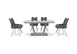 Nadal Extending Dining Table and 4 Swivel Dining Arm Chairs
